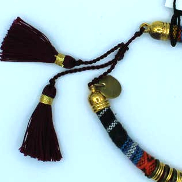 Woven Bracelet, Cocobelle - Zanzibar Multicolor Burgundy Tassel Slide, NEW - Picture 4 of 5
